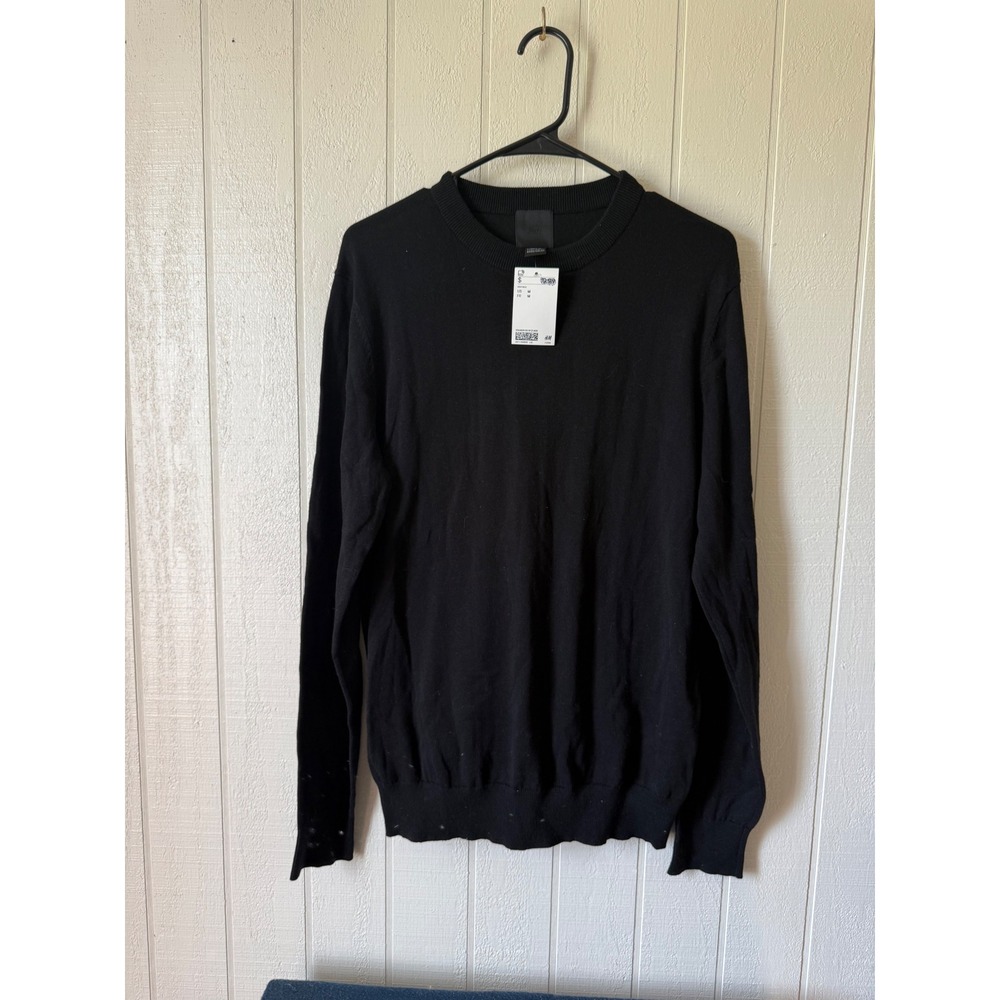 HM Black Fine Knit Crewneck Sweater Long Sleeve Pullover Size M NWT